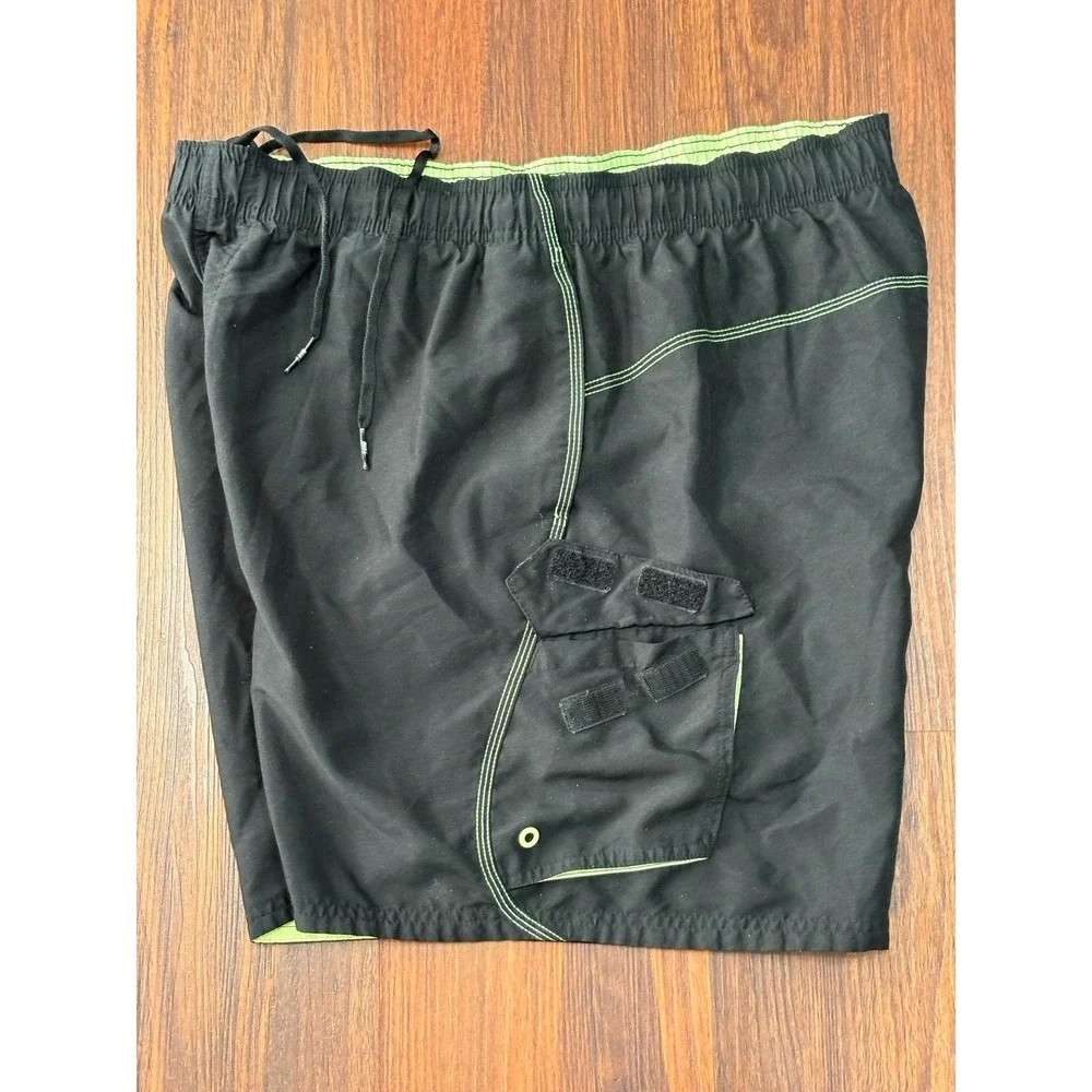Nike Swim Board Shorts Men XL Black Green Spell Out Trunks